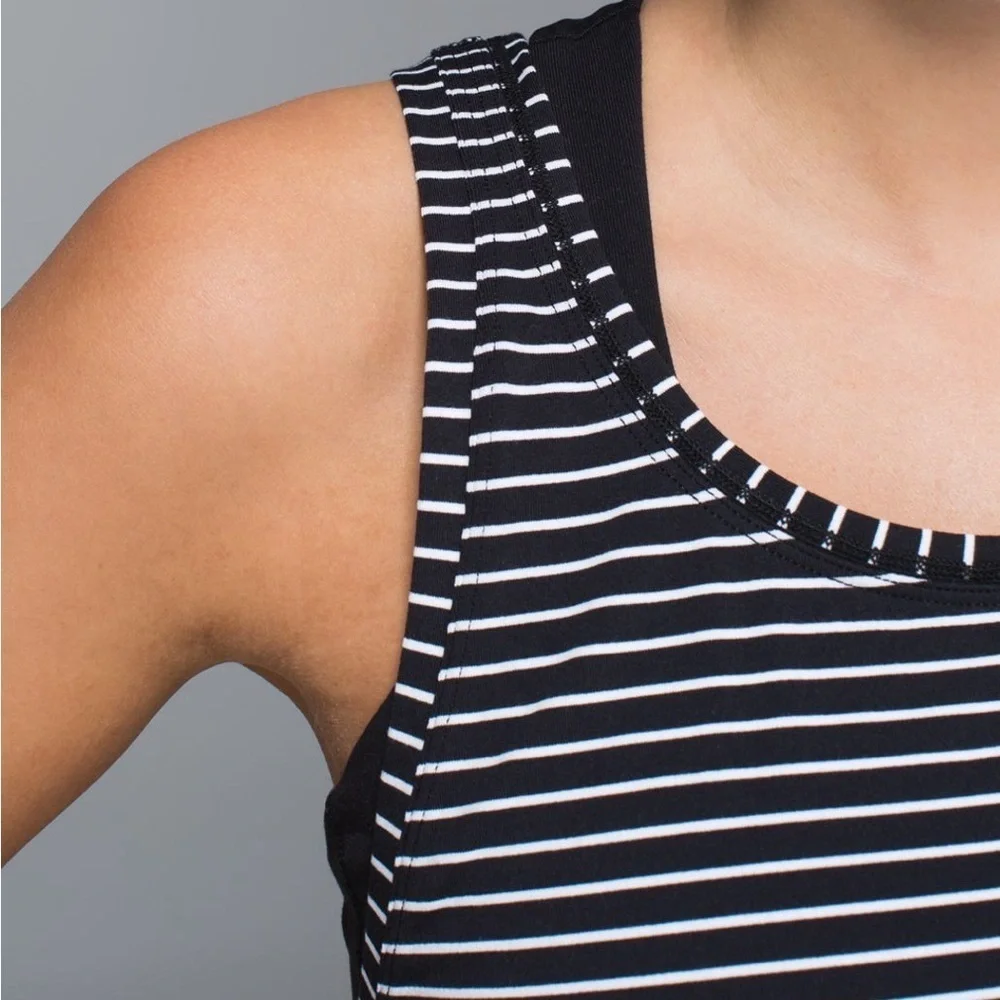 Lululemon Think Fast Tank Parallel Stripe Black White